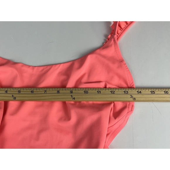 Victoria Secret Coral Orange One piece Swim Suit Ruffle Strap Sz L - Picture 5 of 11